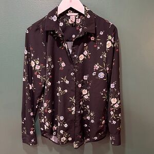 H&M Black Floral Blouse